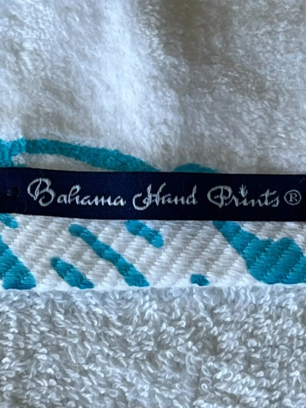Bahama Hand Print Royal Comfort Beach Combing Blue On White 35